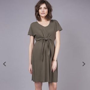 Seraphine Tie Front Dress in Olive, size 6